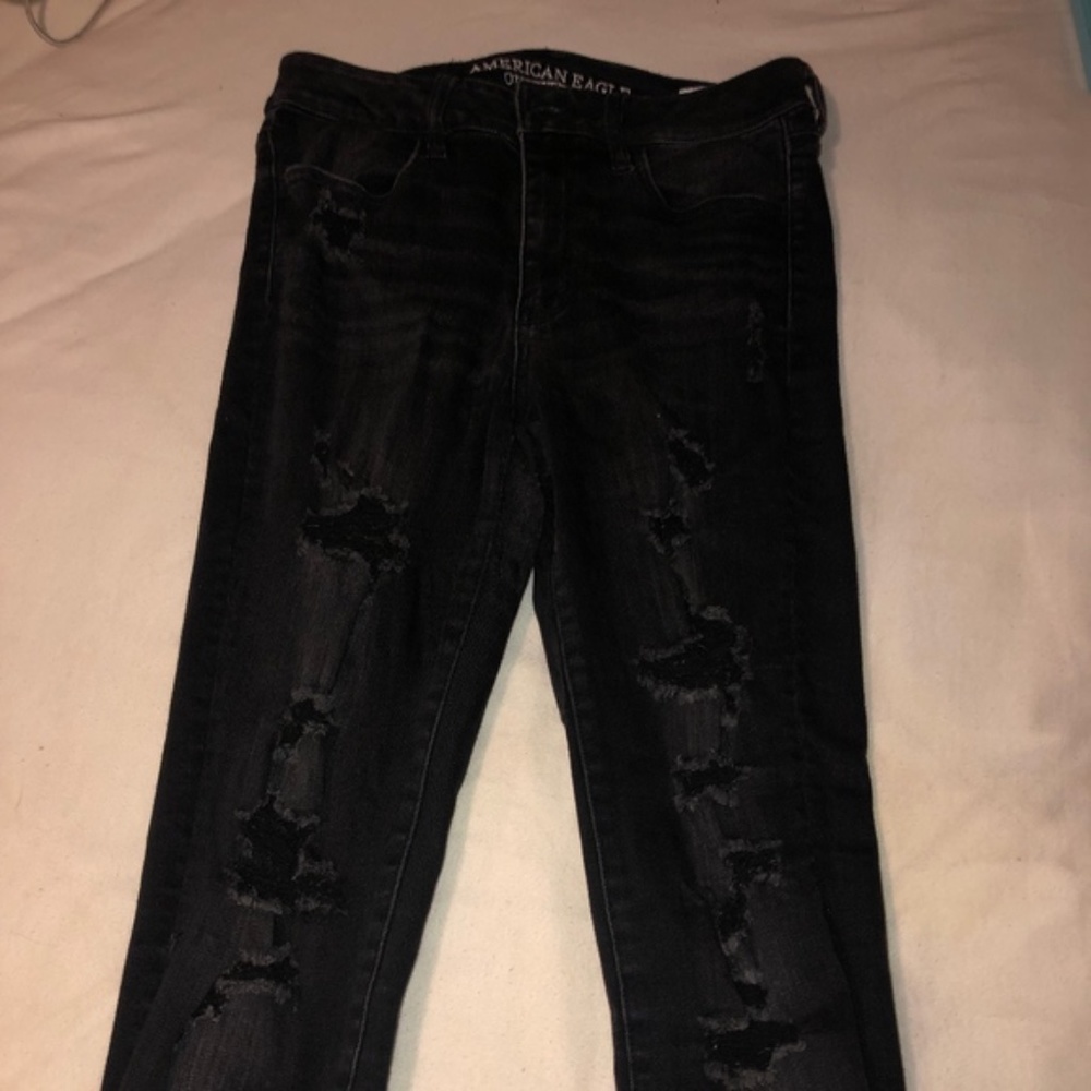 American Eagle Hi Rise Stretch Black Jeans Size 8
